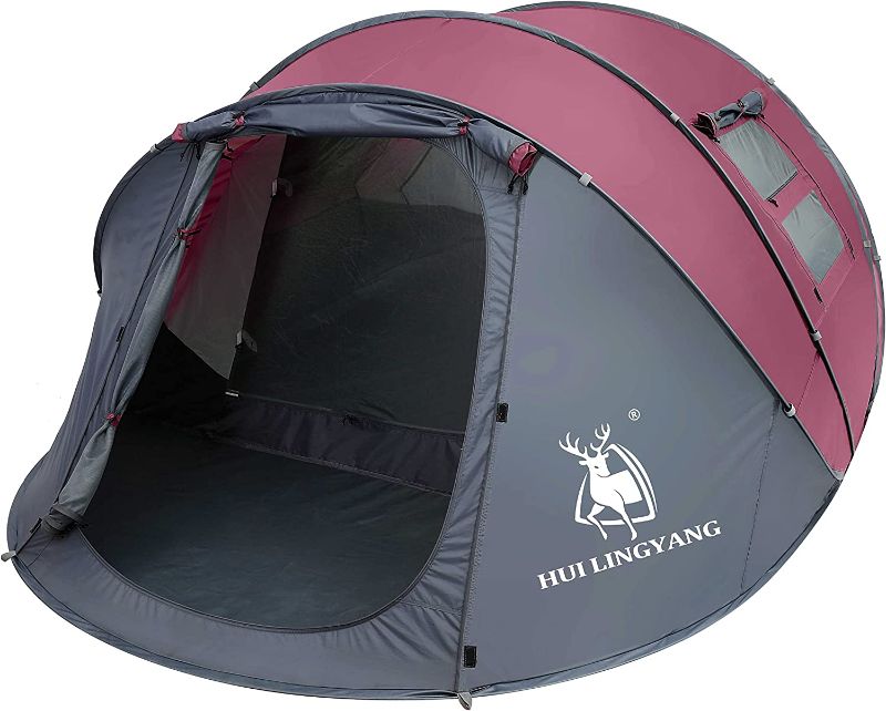 Photo 1 of 6 Person Easy Pop Up Tent,12.5’X8.5’X53.5'',Automatic Setup,Waterproof, Double Layer,Instant Family Tents for Camping,Hiking & Traveling
