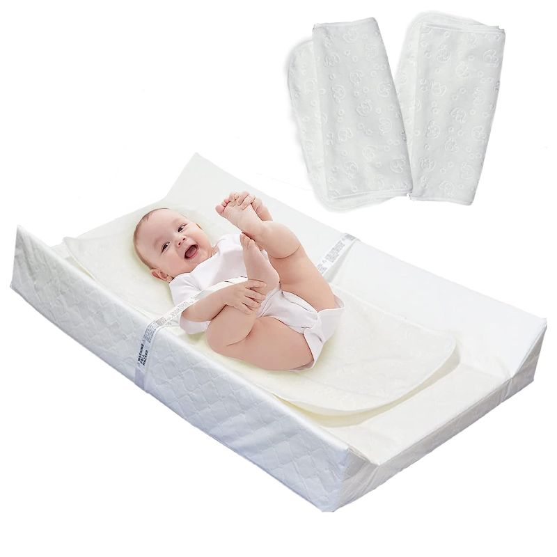 Photo 1 of Changing Pad with 3 Pack Ultra Soft Plush Liners, Contoured Diaper Changing Pad, Baby Changing Table Pad Cover Waterproof & Washable