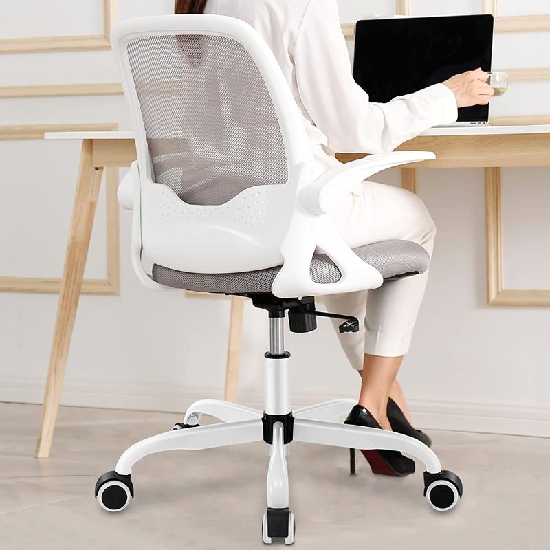 Photo 1 of KERDOM Office Chair, Ergonomic Desk Chair, Breathable Mesh Computer Chair, Comfy Swivel Task Chair with Flip-up Armrests and Adjustable Height Grey
