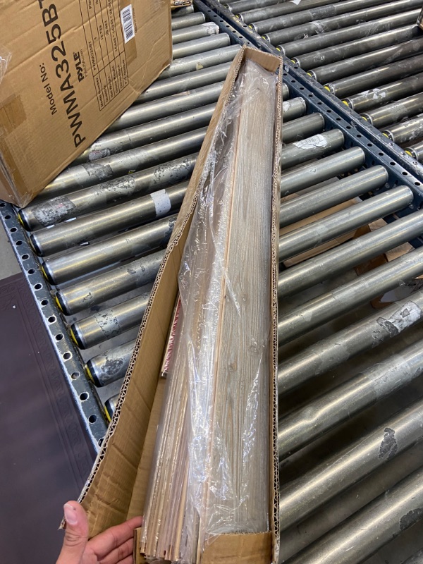 Photo 1 of Holydecot Peel and Stick Wood Wall Panels, Real Wood, Solid Wood Planks DIY Easy Peel and Stick Application, Rustic Reclaimed barn Wood Paneling for Accent Walls, Brown Gray Combinations, 10.6 sq. ft 10 Sq Ft Brown Gray