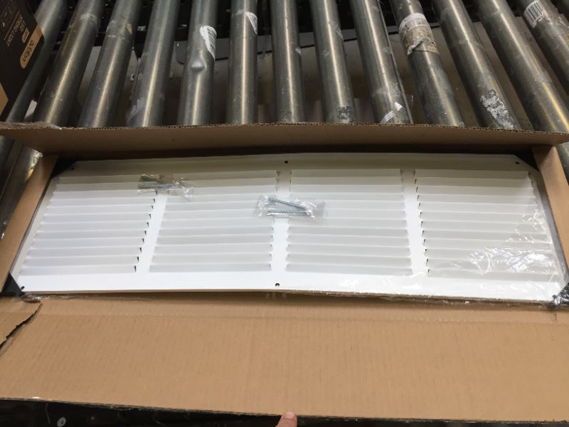 Photo 2 of 24"W x 6"H [Duct Opening Measurements] Steel Return Air Grille | Vent Cover Grill for Sidewall and Ceiling, White | Outer Dimensions: 25.75"W X 7.75"H for 24x6 Duct Opening Duct Opening Size: 24"x6"