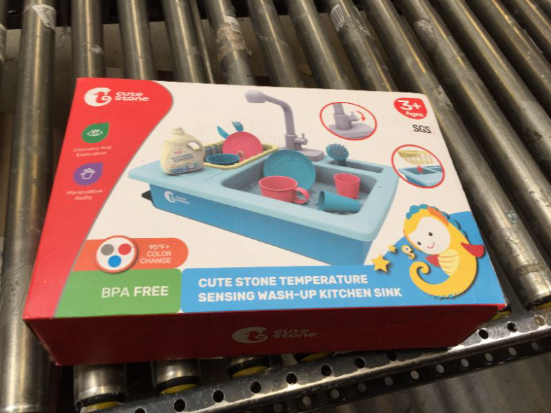 Photo 3 of CUTE STONE Kitchen Sink Toys Blue and Tea Party Playset, Great Gift for Boys Girls