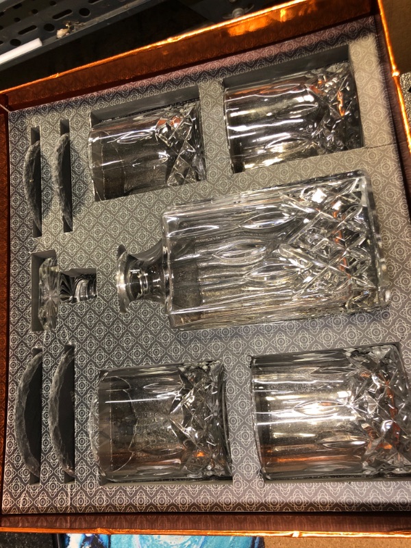 Photo 2 of Mixology Whiskey Decanter and Glass Set for Men, Crystal Bourbon Decanter Set with 10oz Whiskey Glasses in a Classy Gift Box, Perfect for Scotch, Bourbon and Cognac - Gifts for Men