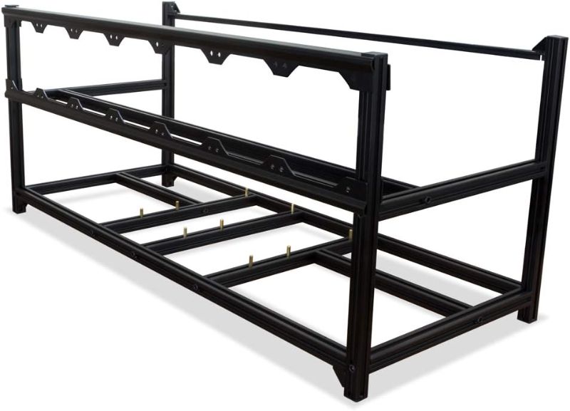 Photo 1 of stand only----Kingwin Miner Rig Case Aluminum W/6 or 8 GPU Mining Stackable Frame Expert Crypto Mining Rack for Ethereum Classic, Flux, Ergo, Neoxa, Ravencoin–Improve GPU Air Flow Cryptocurrency, Test Bench PC Case KC-8GPU---------factory sealed 