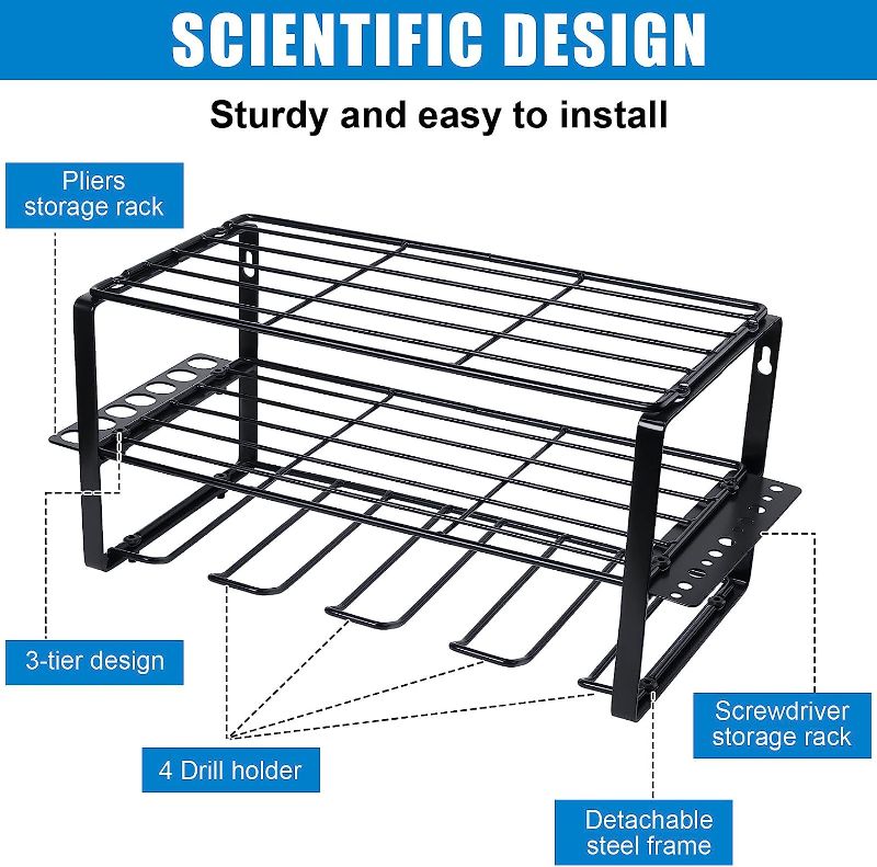 Photo 1 of  Power Tool Organizer Garage Tool Organization and Storage 4 Drill Holder Wall Mount  