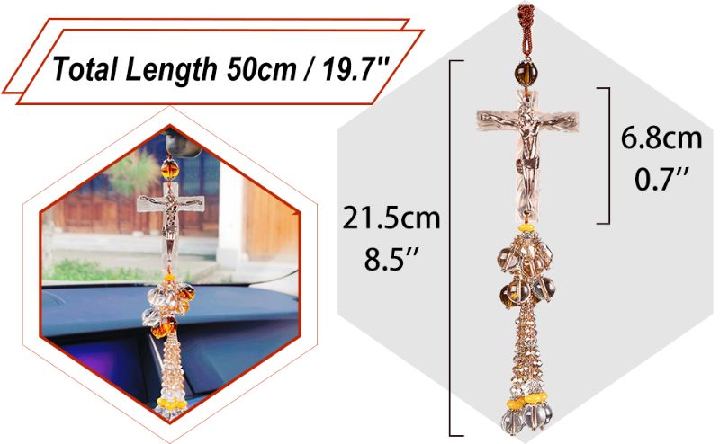 Photo 1 of 1pc---Cross Car Accessories Hanging Ornament for Car Rear View Mirror
