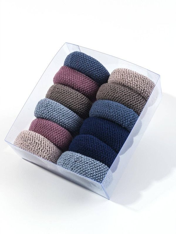 Photo 1 of 12pcs Women Solid Casual Hair Tie For Daily Life