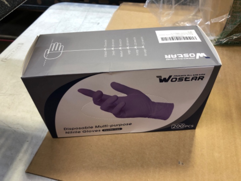 Photo 2 of  ( 200pcs a box)  small---Wostar Disposable Nitrile Gloves Powder & Latex Free 4Mil Nitrile Exam Gloves Lilac Color Small 4mil 200pcs Small 