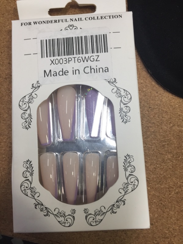 Photo 1 of 24 Pcs French Press on Nails purple