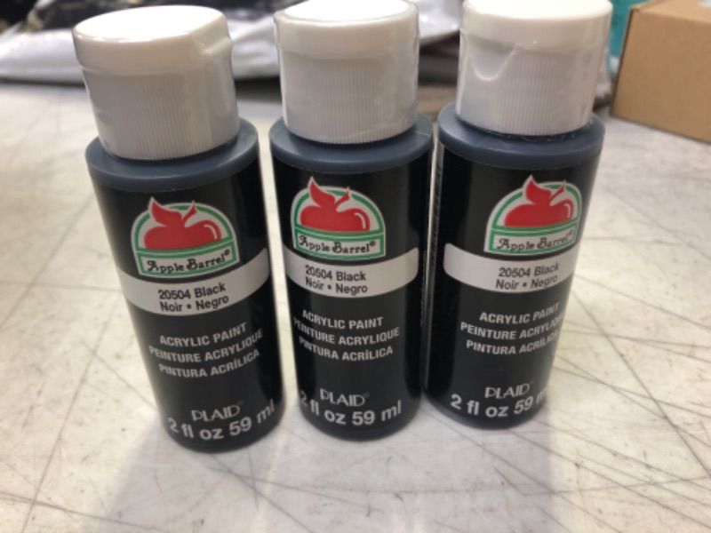 Photo 1 of 3pcs---Apple Barrel Acrylic Paint in Assorted Colors (2 Ounce), 20504 Black Black 1
