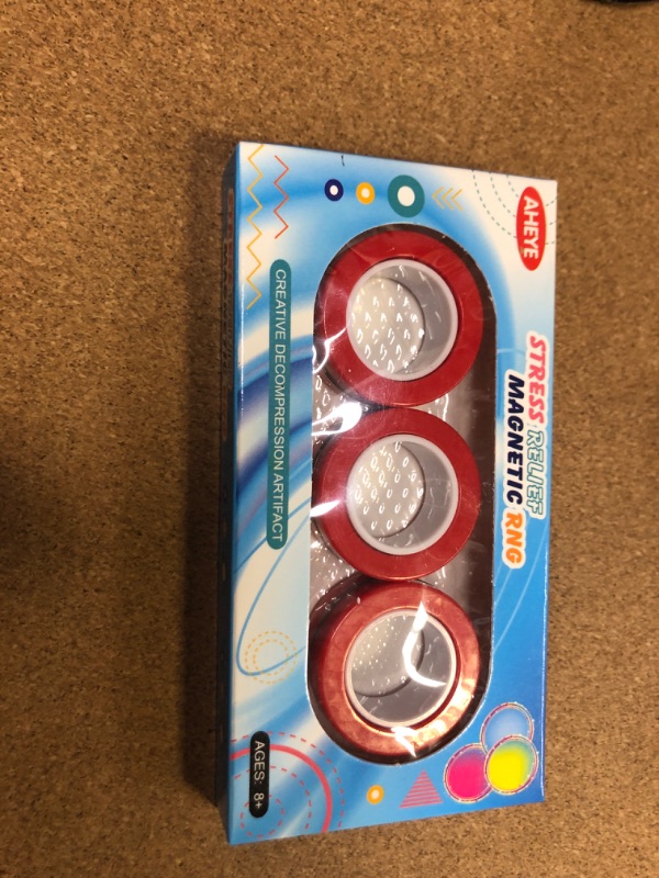 Photo 1 of AHEYE 3PCS Magnetic Rings,Idea ADHD Fidget Toys Set, Valentines Magnetic Toys, Valentines Party Favors for Man Woman Teens Kids Boys Girls Anxiety Stress Relief Valentines Day Gifts for Kids (Red)