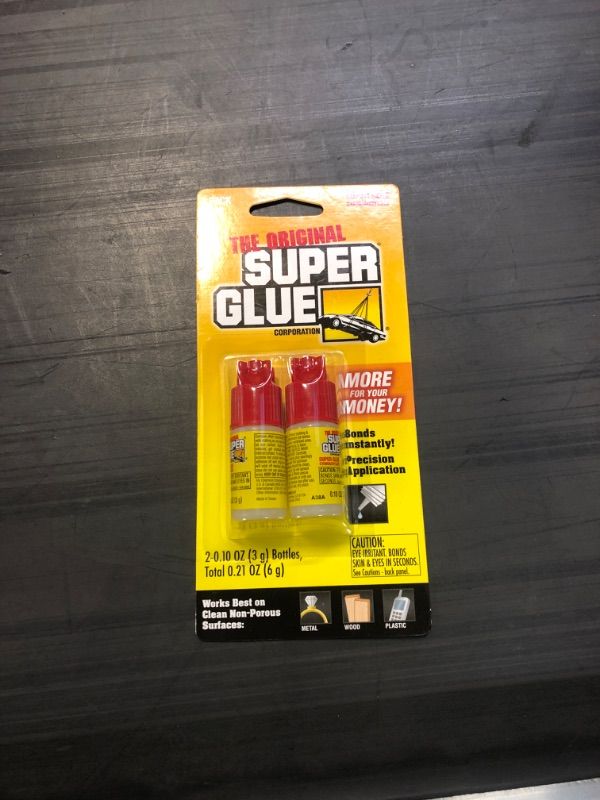 Photo 2 of Super Glue 3 Gram Clear Double Pack Bottles [Office Product]