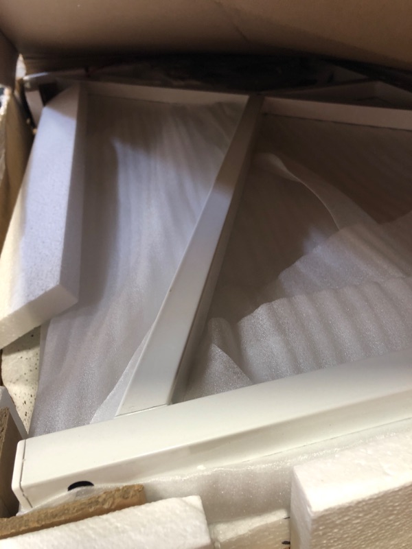 Photo 1 of ODK Small Computer Desk, 27.5 inch Desk for Small Spaces with Storage, Compact Table with Monitor & Storage Shelves for Home Office, Modern Style Laptop Desk, Pure White 27.5 inch Pure White