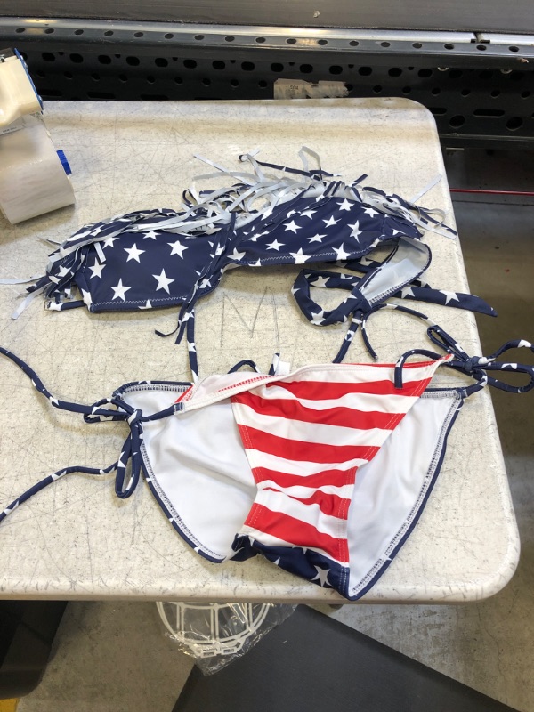 Photo 1 of 2 PC WOMENS RED WHITE AND BLUE BIKINI ( SIZE: SMALL ) 