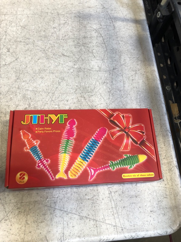 Photo 1 of JTHYF Tricolor Mixed Color Sensory Pressure Toys Fishbone Bungee Cord Toys, Bracelets, Necklaces Toys, Anxiety Squeeze Toys for Children and Adults with ADHD, OCD or Autism (Upgrade 2022 8-Pack)