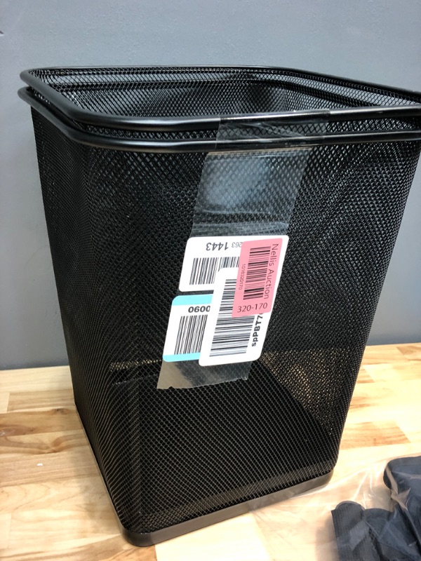 Photo 2 of Greenco, Black Mesh Trash Can Wastebaskets, Square, 6 Gallon, 2 Pack Black 6 gallon square trash