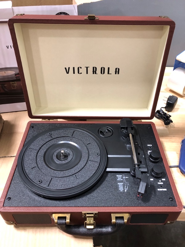 Photo 6 of Victrola Journey+ Bluetooth Suitcase Record Player, Dark Brown (VSC-400SB-DBR-SDF) Dark Brown Record Player