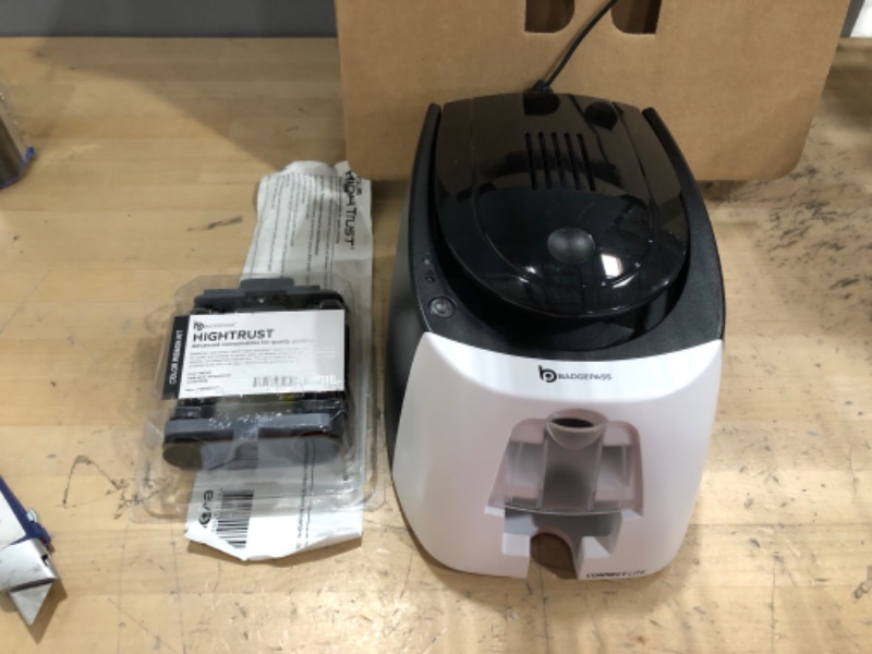 Photo 1 of ***********UNABLE TO TEST, NO POWER CORD***************BadgePass ConnectLITE ID Card Printer & Supply Bundle ONE Cloud Photo ID Software- 1st Year Included! (ID Card Printer, ID Software, PVC Cards, YMCKO Ribbon, and Cleaning Kit Included)
