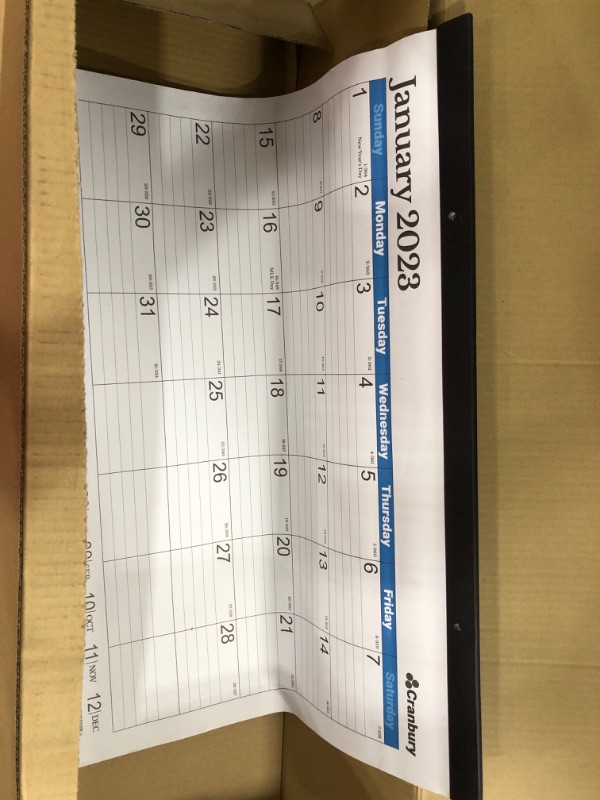 Photo 2 of 2023 Desk Calendar - Desk/Wall Calendar 2023 with Transparent Protector, Jan. 2023 - Dec. 2023 Desk Calendar, Standard, 17" x 22", Perfect for Daily Schedule Planner - Ruled Blocks