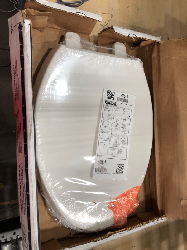 Photo 2 of KOHLER 4008-0 Reveal Elongated, Grip-Tight Bumpers, Quiet-Close Release Hinges, Quick-Attach Hardware, No Slam Toilet Seat, White White Elongated