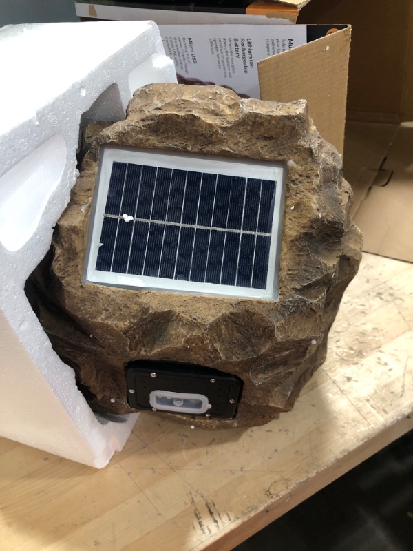 Photo 2 of Alpine Corporation Weather-resistant Bluetooth Solar-Powered Outdoor Wireless Rock Speaker, Brown