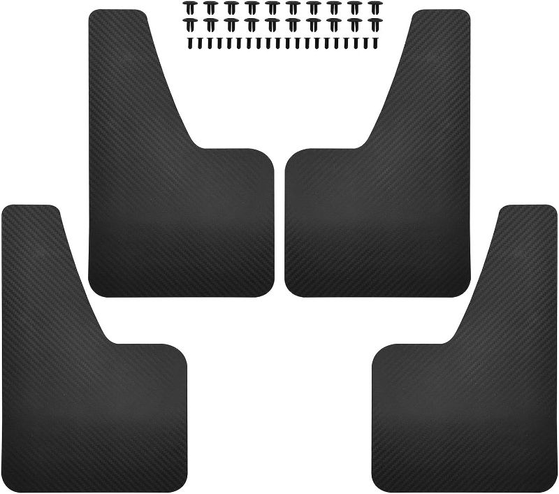 Photo 1 of  Universal Fit Mud Flaps Mudflaps Mudguards Black Splash Guards Fender Flares Dirty Traps (4 Pack) with 20 Pieces Fastener Rivet Clips for Rally Car Sedan Hatchback SUV Van Racing WRC
