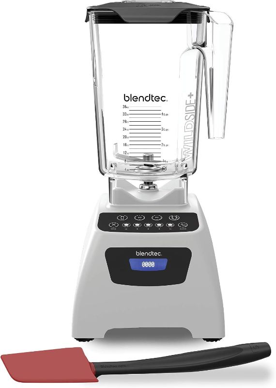 Photo 1 of **MISSING SPOON ONLY** Blendtec Classic 575 Blender wtih WildSide+ Jar (96 oz) and Spoonula Spatula Bundle, Professional-Grade Power, Self-Cleaning, 4 Pre-Programmed Cycles, 5-Speeds, White
