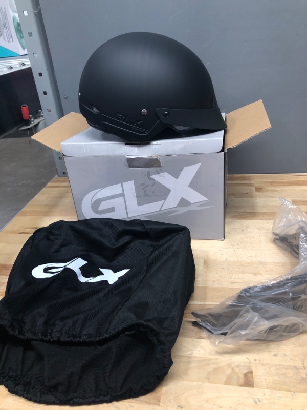 Photo 2 of GLX M14 Cruiser Scooter Motorcycle Half Helmet with Free Tinted Retractable Visor DOT Approved (Matte Black, Large