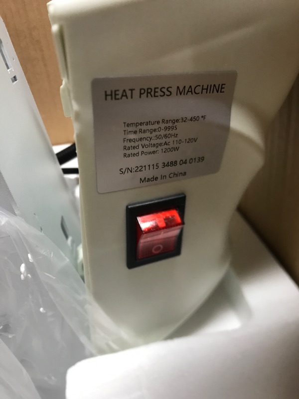 Photo 4 of ***TESTED/ POWERS ON***VEVOR Heat Press, 15x15 Heat Press Machine, Fast Heating, High Pressure Heat Press Machine for T-Shirt, Power Digital Industrial Sublimation Printer for Heat Transfer Vinyl, Easy to Use, White Heat Press Machine 15x15