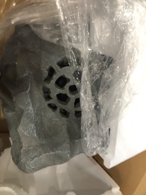 Photo 1 of Alpine Corporation Waterproof Bluetooth Solar-Powered Outdoor Wireless Rock Speaker, Gray