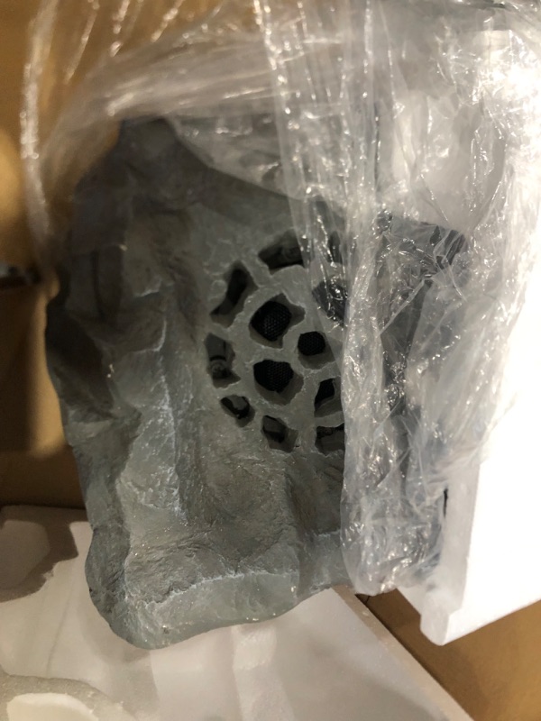 Photo 1 of Alpine Corporation Waterproof Bluetooth Solar-Powered Outdoor Wireless Rock Speaker, Gray