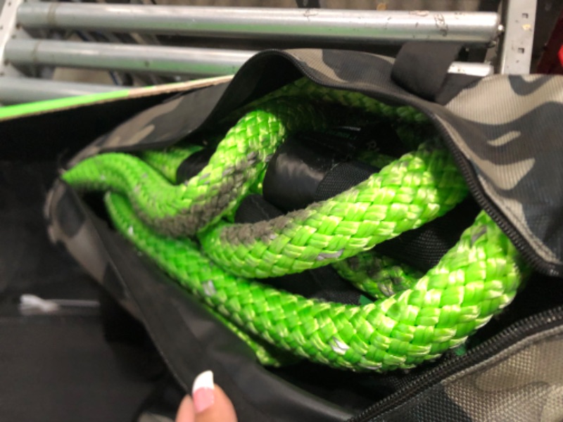 Photo 5 of Rhino USA Kinetic Recovery Tow Rope Heavy Duty Offroad Snatch Strap for UTV, ATV, Truck, Car, Tractor - Ultimate Elastic Straps Towing Gear - Guaranteed for Life! (1" x 30' Green) Green 1" x 30'