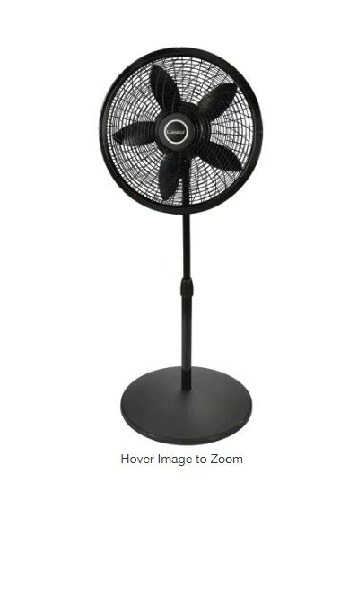 Photo 1 of  Cyclone Pedestal Fan in Black with Adjustable Height, Oscillating