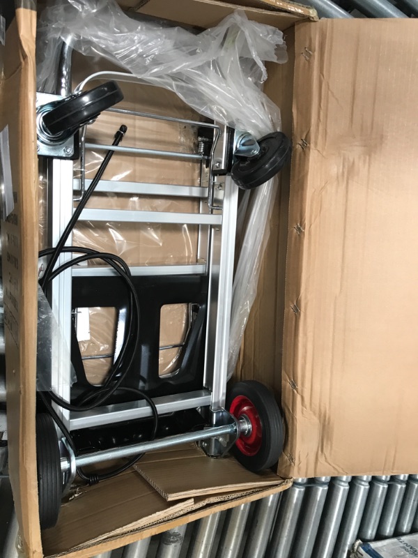 Photo 2 of ***Parts Only***Oyoest Aluminium Hand Truck Dolly Heavy Duty 440lbs Capacity 2 in 1 Convertible Folding Hand Truck with Pneumatic Wheels and Telescoping Handles,Portable Dolly Cart with Bungee Cords for Moving.