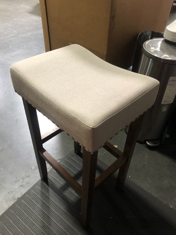 Photo 4 of ***29 INCHES HIGH***
Nathan James Hylie Nailhead Wood Pub-Height Kitchen Counter Bar Stool Dark Beige/Light Brown