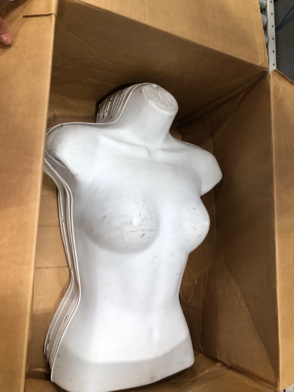 Photo 2 of 12 Pcs Hanging Mannequin Body Torso Female Women Dress Form with Hanger Hook Hip Long Hollow Back Mannequin Torso Thickened Plastic Shirt Mannequin Display White (About 22.8 x 15.7 Inch) 22.8 x 15.7 Inch 12