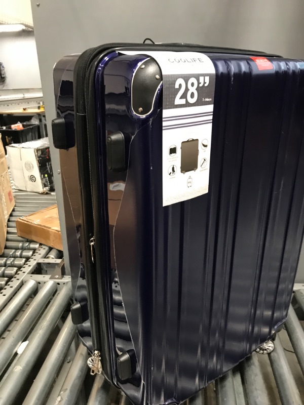 Photo 1 of Coolife Luggage Expandable(only 28") Suitcase PC+ABS Spinner 20in 24in 28in Carry on (navy new, L(28in)) navy new L(28in)