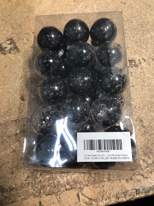 Photo 2 of 30PCS Christmas Balls Ornaments 2'' Shatterproof Christmas Tree Ornaments Set Black and Clear Decorative Hanging Ornaments for Halloween Xmas Tree Party Holiday Decoration, Briful Black #01 1.97"/30pcs