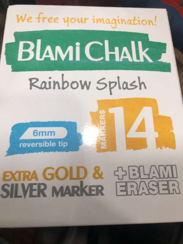 Photo 2 of Blami Arts Liquid Chalk Markers Washable -14 Ink Pens & Extra Gold and Silver Colors - Chalkboard Labels Pack Included Non Toxic - Reversible Tips and Erasing Sponge Included 14 Set Multi-Colors