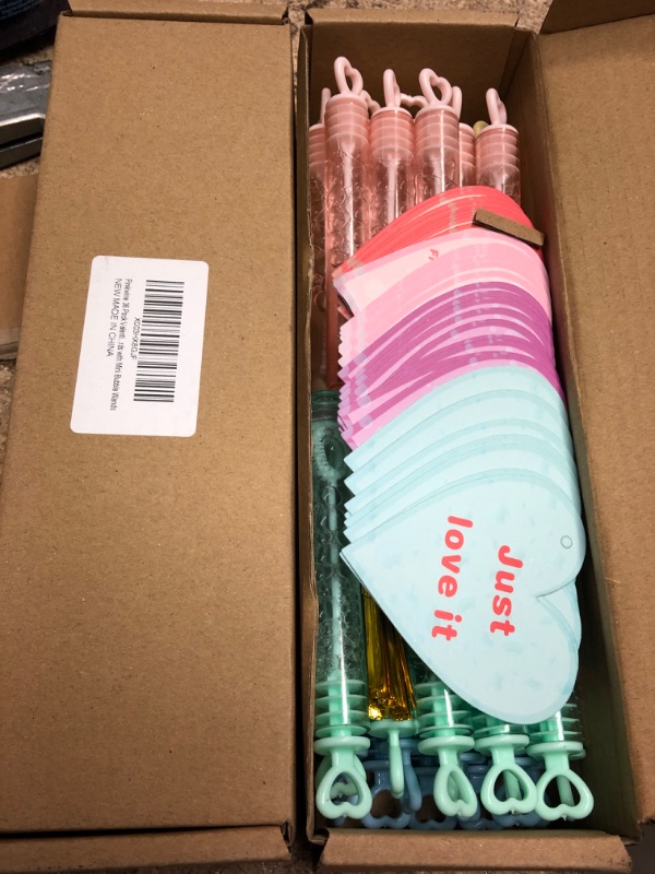 Photo 2 of 2 boxes
Pinkiwine 36 PCS Valentines Cards with Mini Bubble Wands Toys for Kids School Class Classroom Valentines Day Cards Gifts Prizes Party Favors