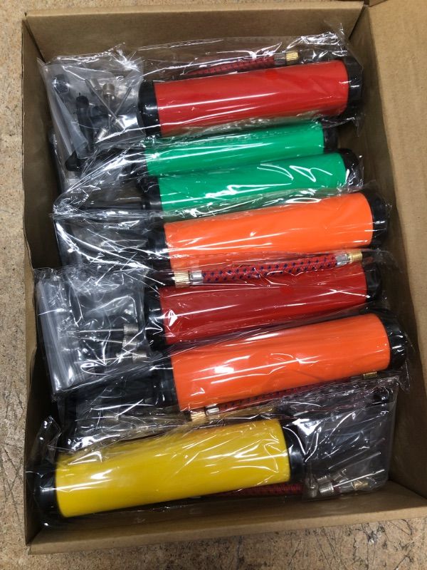 Photo 1 of 12 Sets Ball Pump Kits Portable Hand Air Ball Pump for Sports Balls Handheld Ball Inflator Pump with Needle Nozzle Extension Hose for Basketball Football Soccer Volleyball Water Balloon, 6 Colors