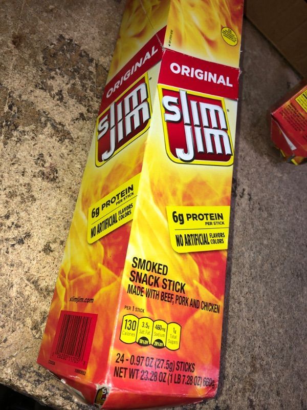 Photo 1 of (SEE NOTES) Slim Jim Giant Smoked Meat Stick, Original Flavor, Keto Friendly, 0.97 Ounce (Pack of 24) Original 0.97 Ounce (Pack of 24)