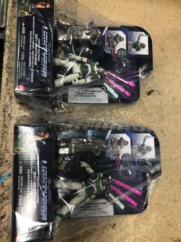 Photo 1 of 2 PACK Mattel Lightyear Toys Action Figure with Laser Strike Motion & Accessories, 5-in Scale Mission Equipped Izzy Hawthorne
