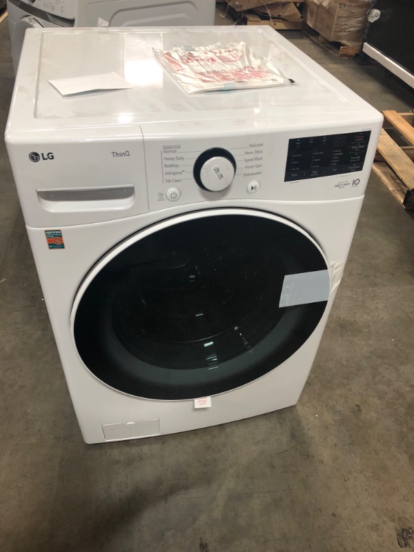 Photo 2 of LG 4.5-cu ft High Efficiency Stackable Steam Cycle Smart Front-Load Washer (White) ENERGY STAR