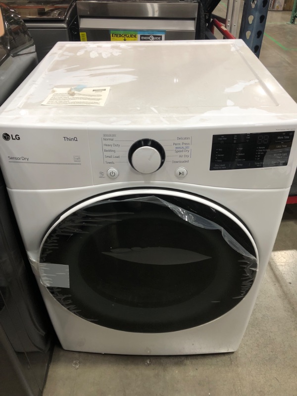 Photo 2 of LG ThinQ 7.4-cu ft Stackable Smart Electric Dryer (White) ENERGY STAR