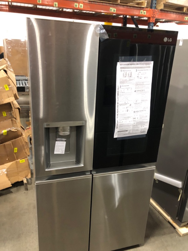 Photo 2 of LG InstaView Craft Ice 27.1-cu ft Smart Side-by-Side Refrigerator with Dual Ice Maker (Printproof Stainless Steel) ENERGY STAR