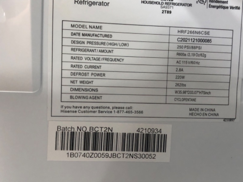 Photo 1 of Hisense 26.6-cu ft French Door Refrigerator with Ice Maker (Fingerprint Resistant Stainless Steel) ENERGY STAR