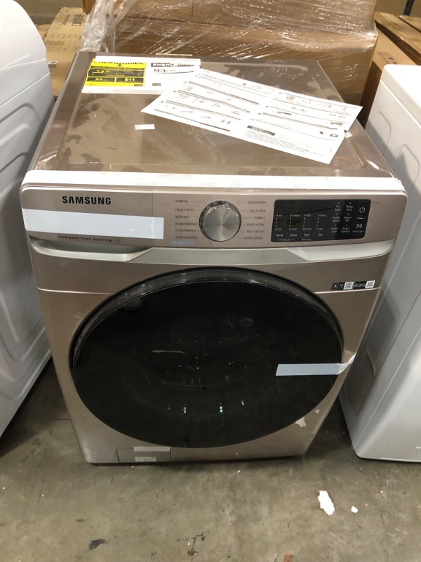 Photo 2 of Samsung 4.5-cu ft High Efficiency Stackable Steam Cycle Smart Front-Load Washer (Champagne) ENERGY STAR