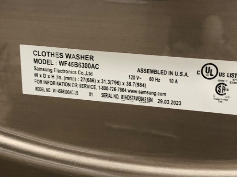 Photo 1 of Samsung 4.5-cu ft High Efficiency Stackable Steam Cycle Smart Front-Load Washer (Champagne) ENERGY STAR