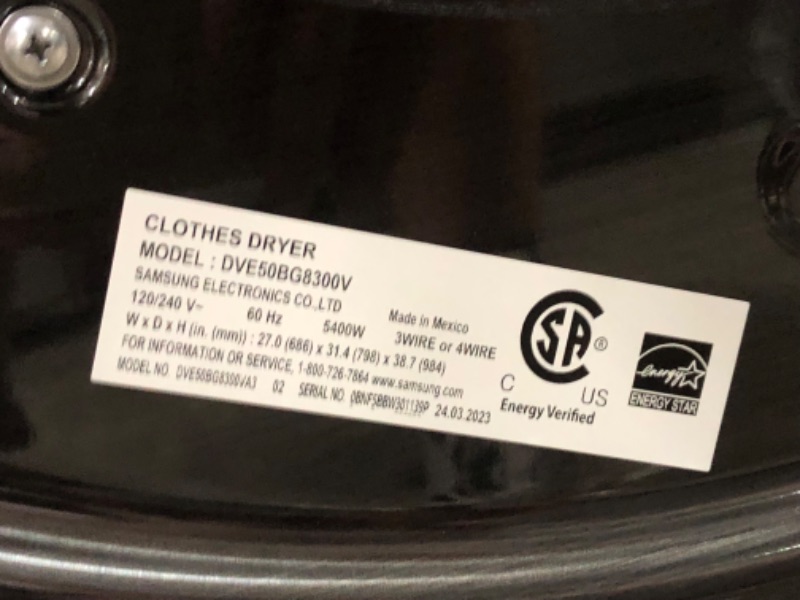 Photo 5 of Samsung 7.5-cu ft Stackable Steam Cycle Smart Electric Dryer (Brushed Black) ENERGY STAR